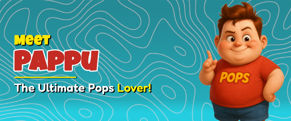 character named pappu Presenting the pops category of HI Class Foods
